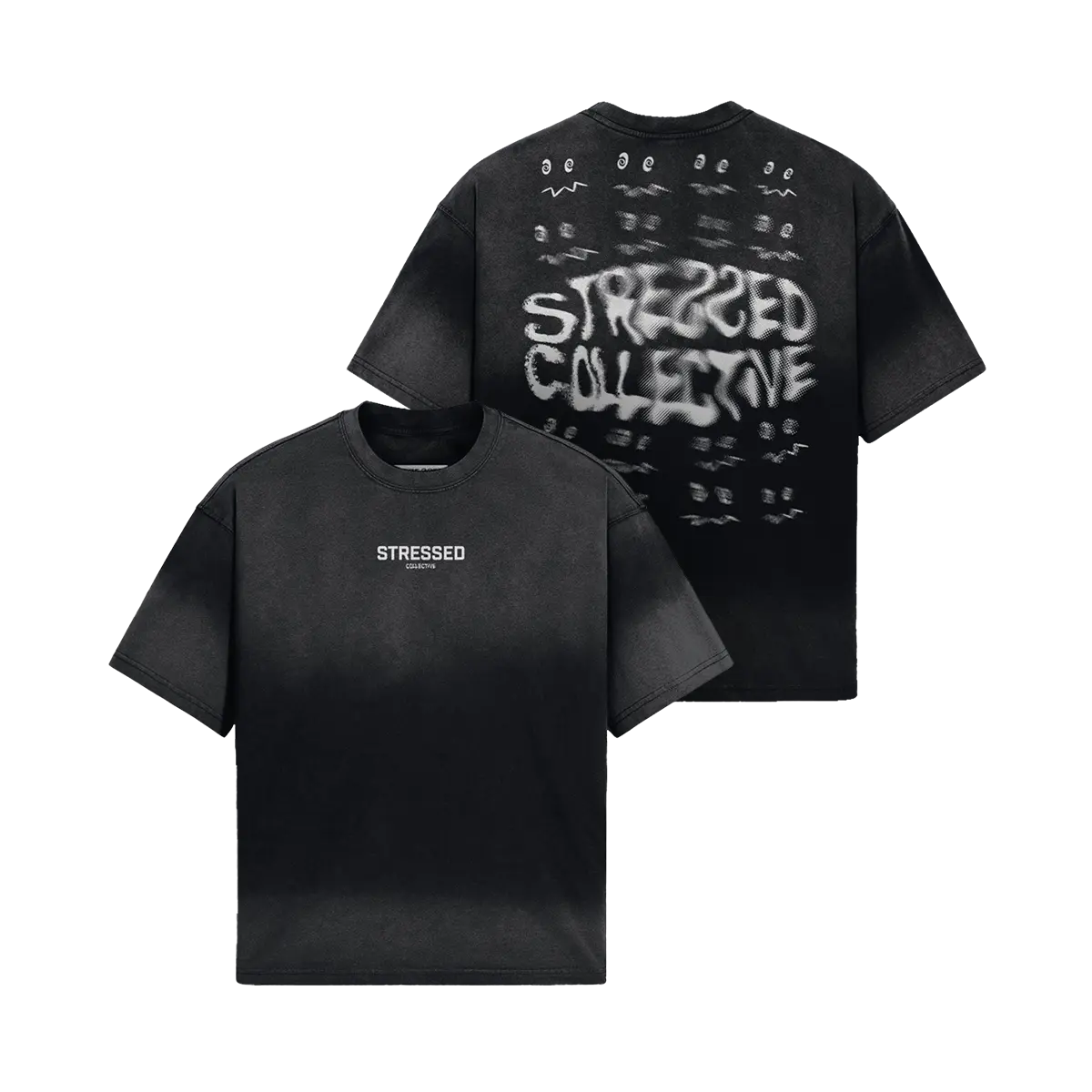 Repeating Stressed Face Faded T-Shirt PODpartner
