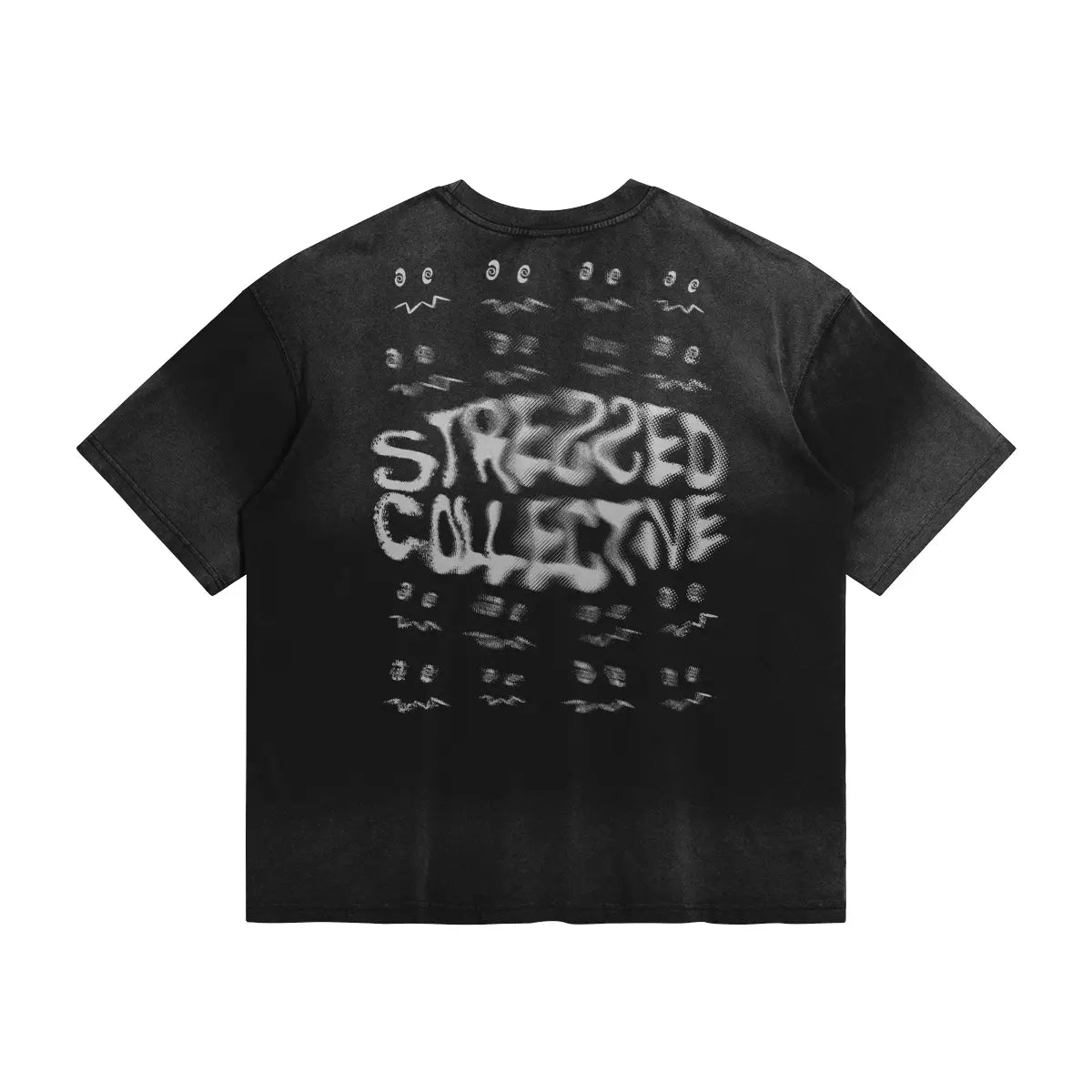 Repeating Stressed Face Faded T-Shirt PODpartner