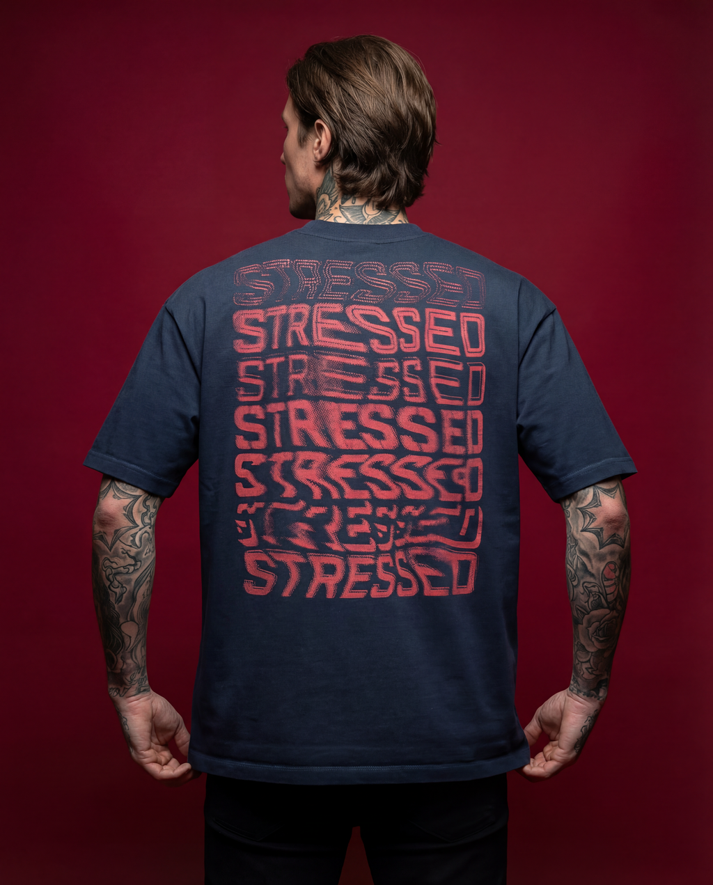 Red Repeating Distressed T-Shirt