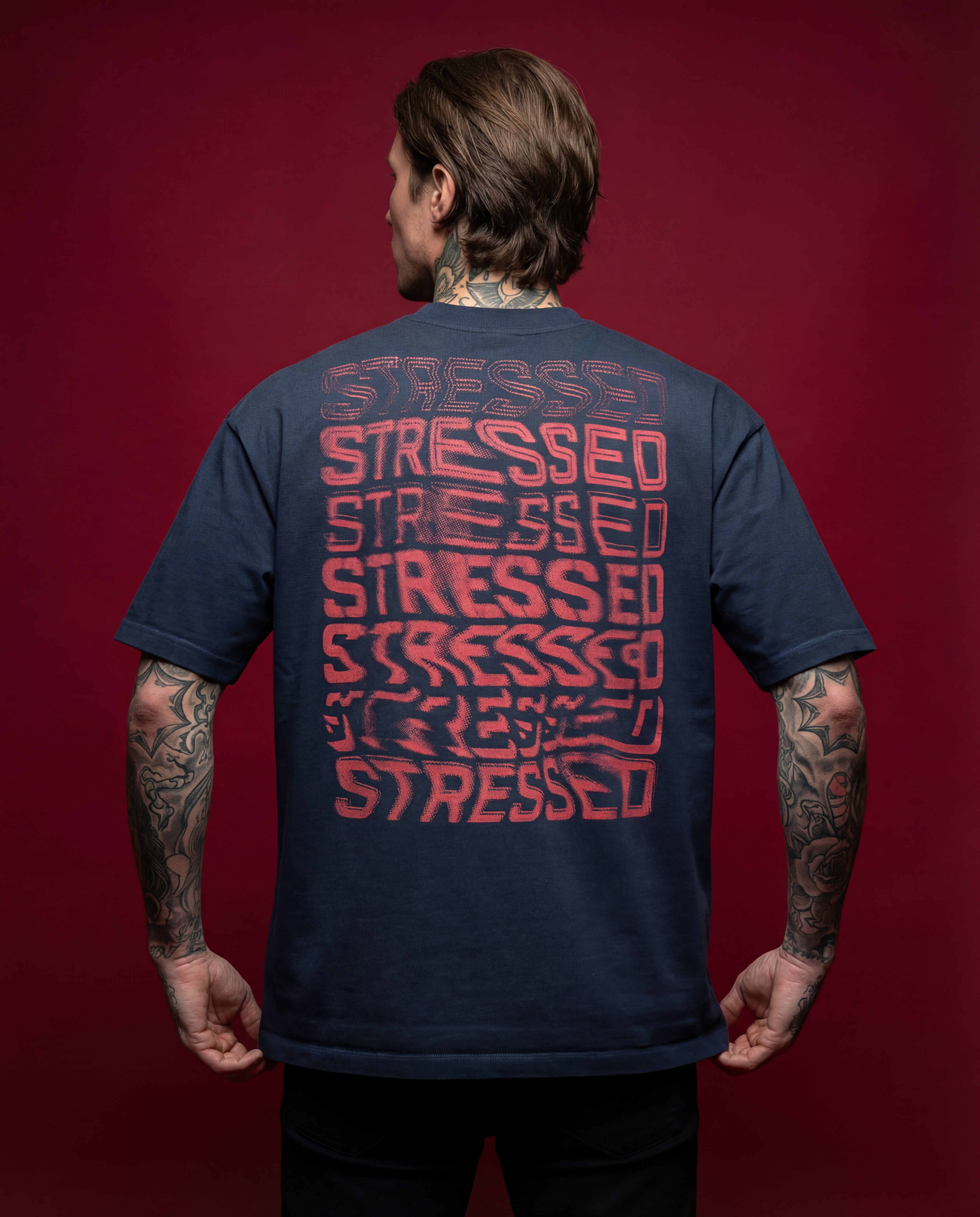 Red Repeating Distressed T-Shirt