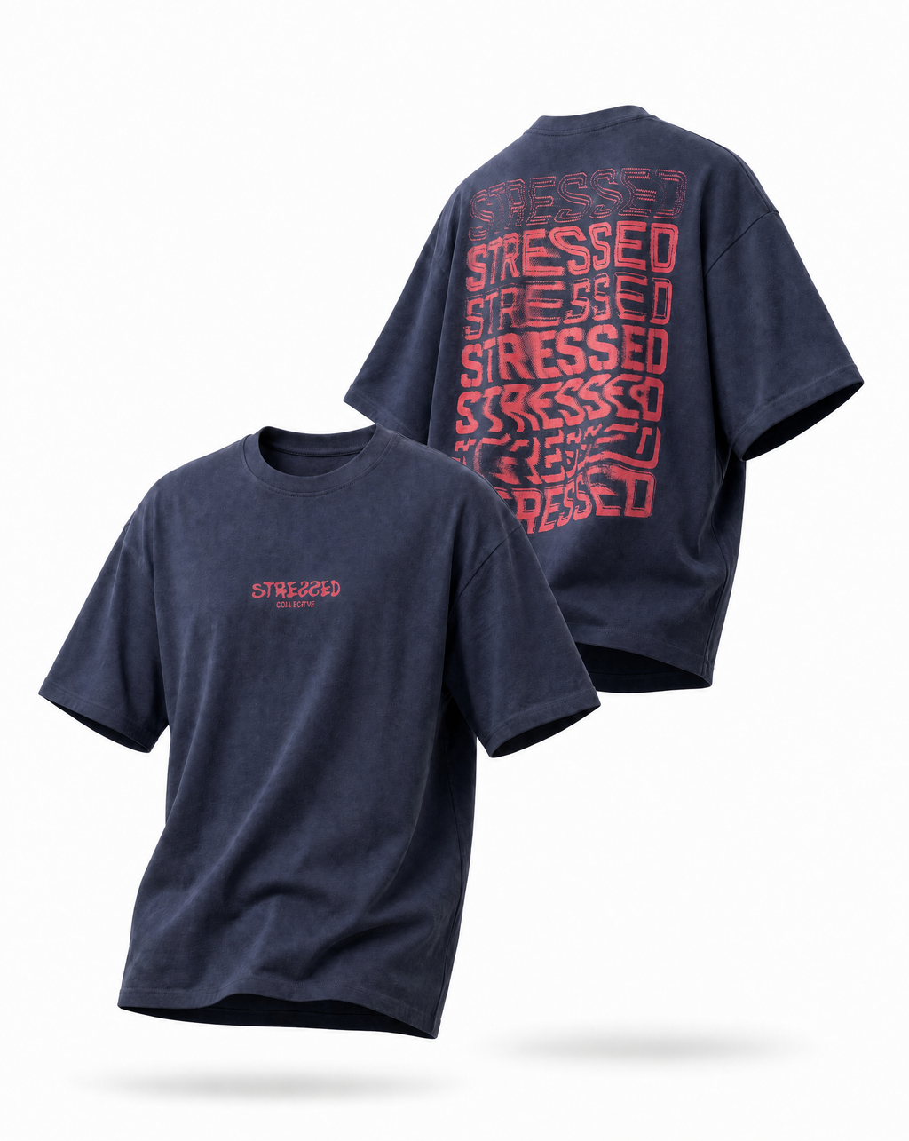 Red Repeating Distressed T-Shirt PODpartner