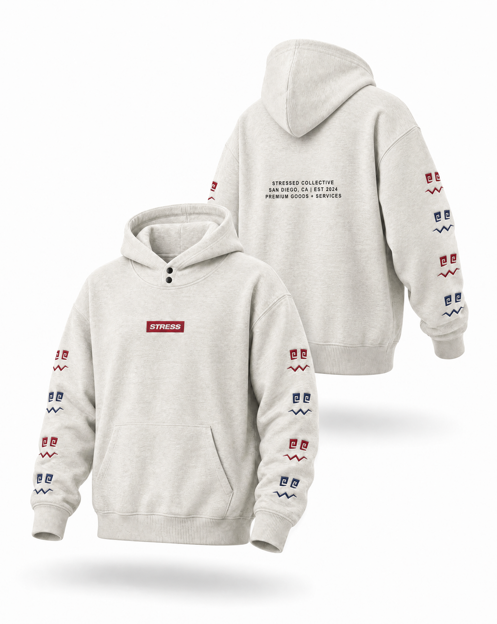 Emroided Repeating Face Sleeve Snap Hoodie PODpartner