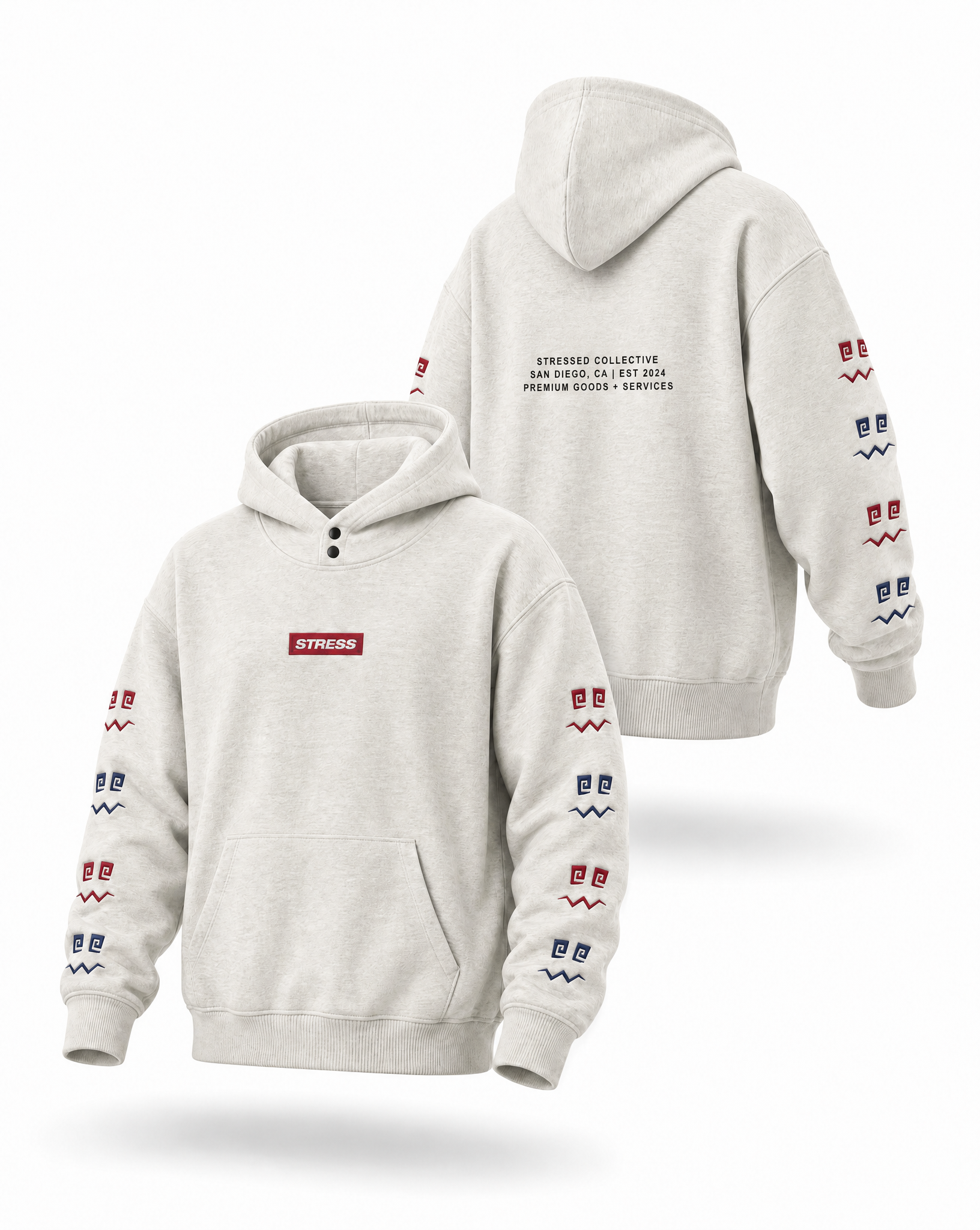 Emroided Repeating Face Sleeve Snap Hoodie PODpartner