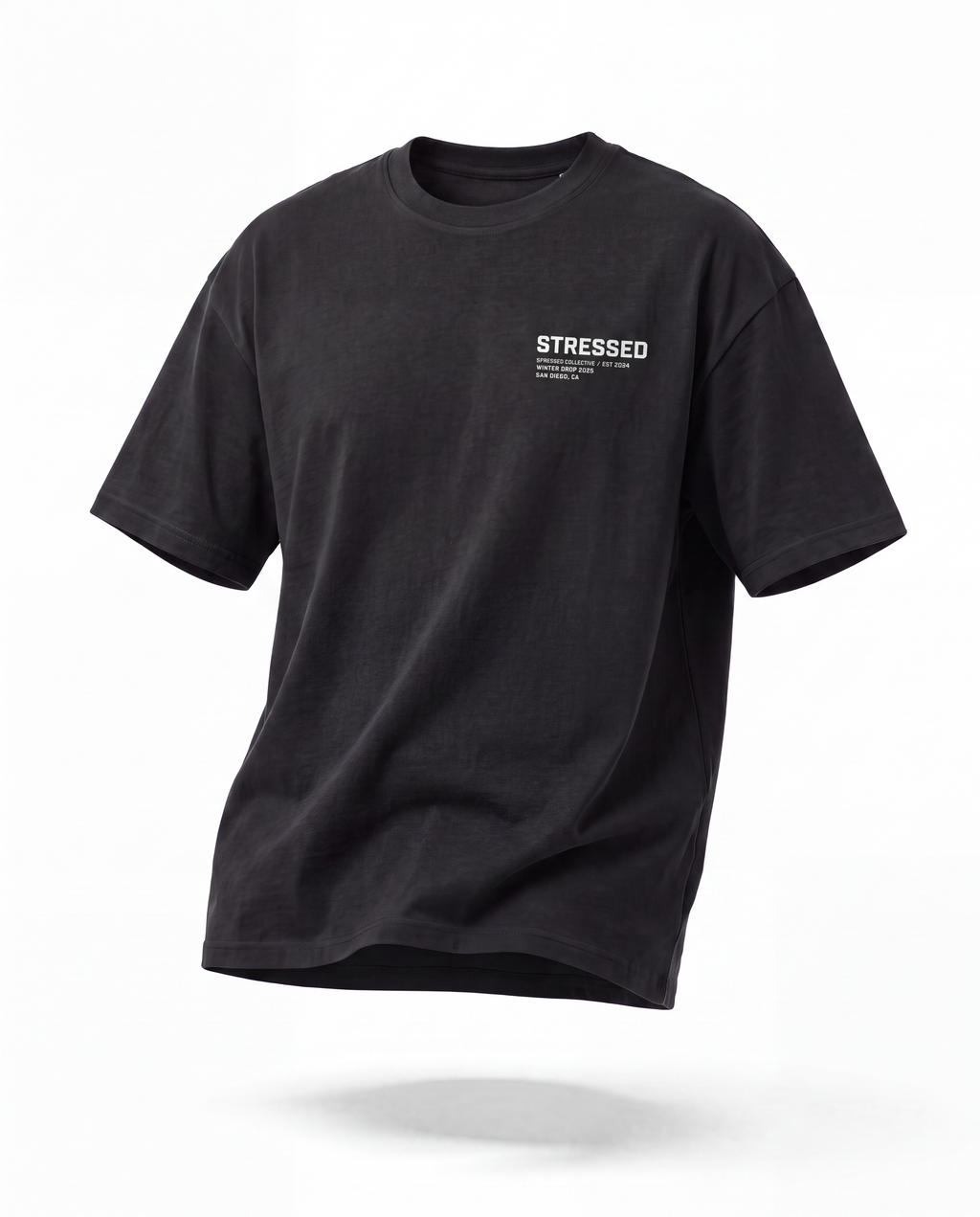 White Signature Stressed T-Shirt PODpartner