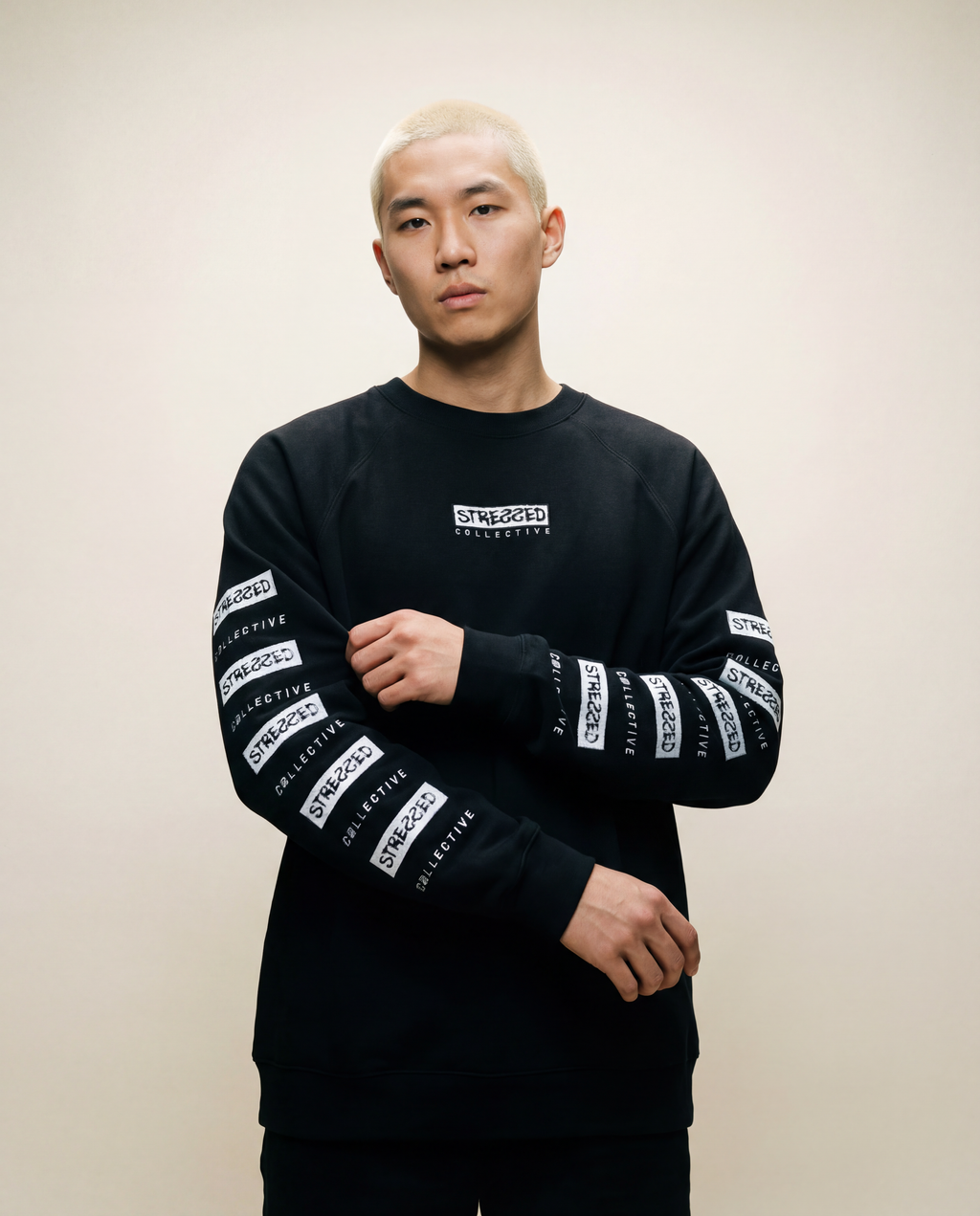 Embroided Repeating Box Crew Neck