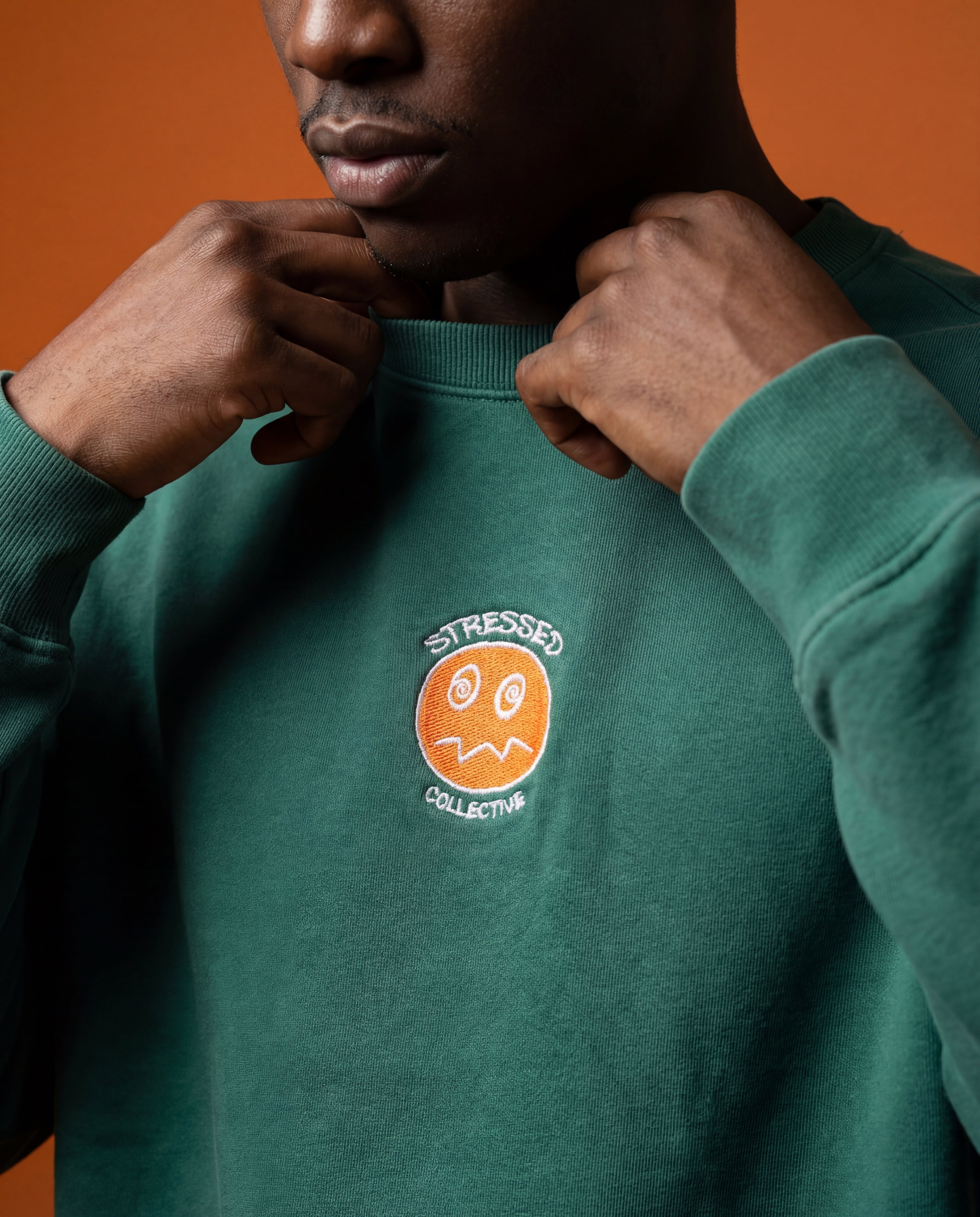 Embroided Orange Face Crew Neck