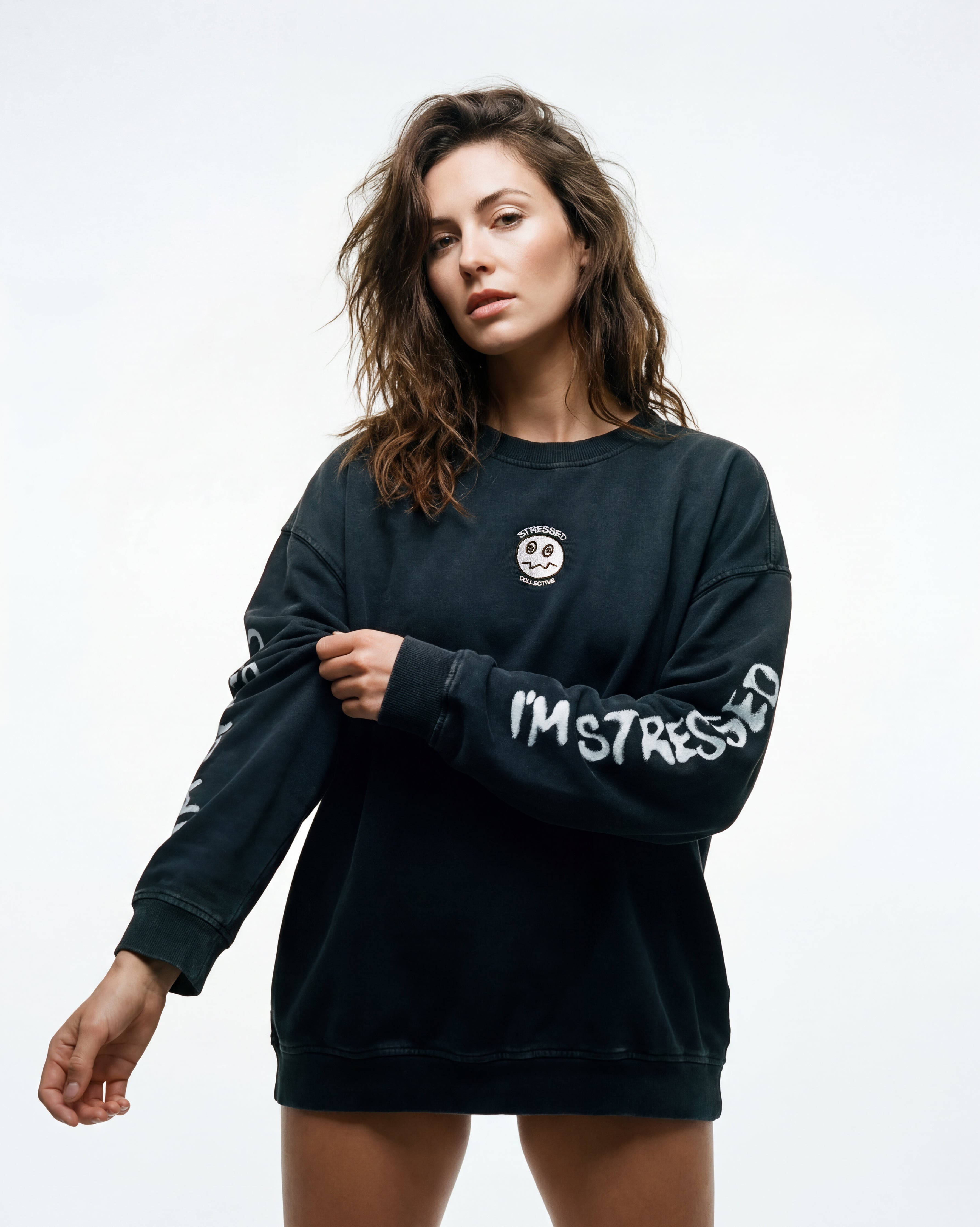 Embroided White Face Crew Neck PODpartner