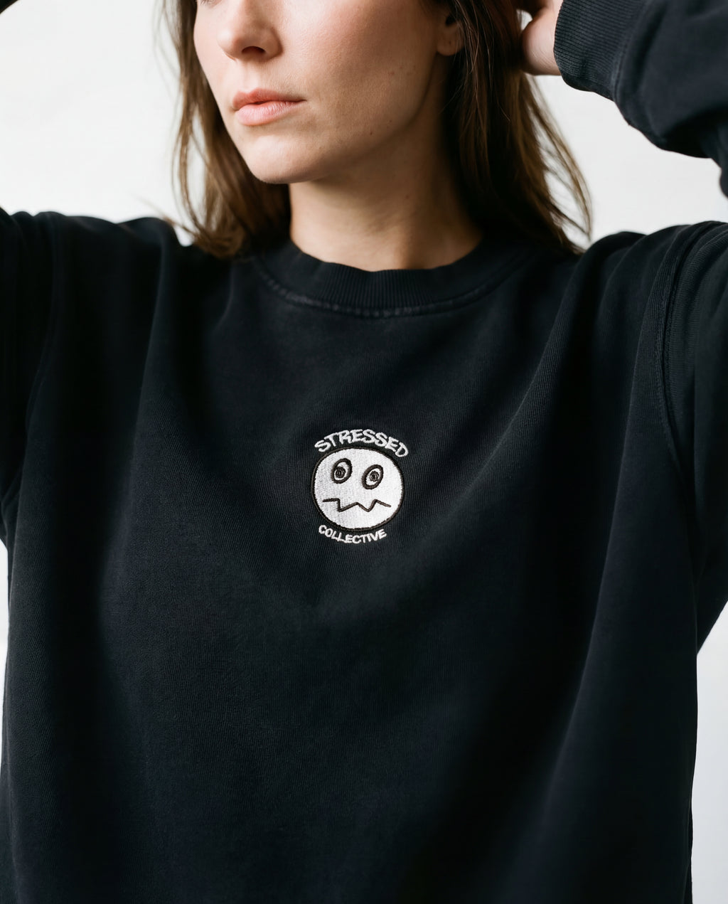 Embroided White Face Crew Neck