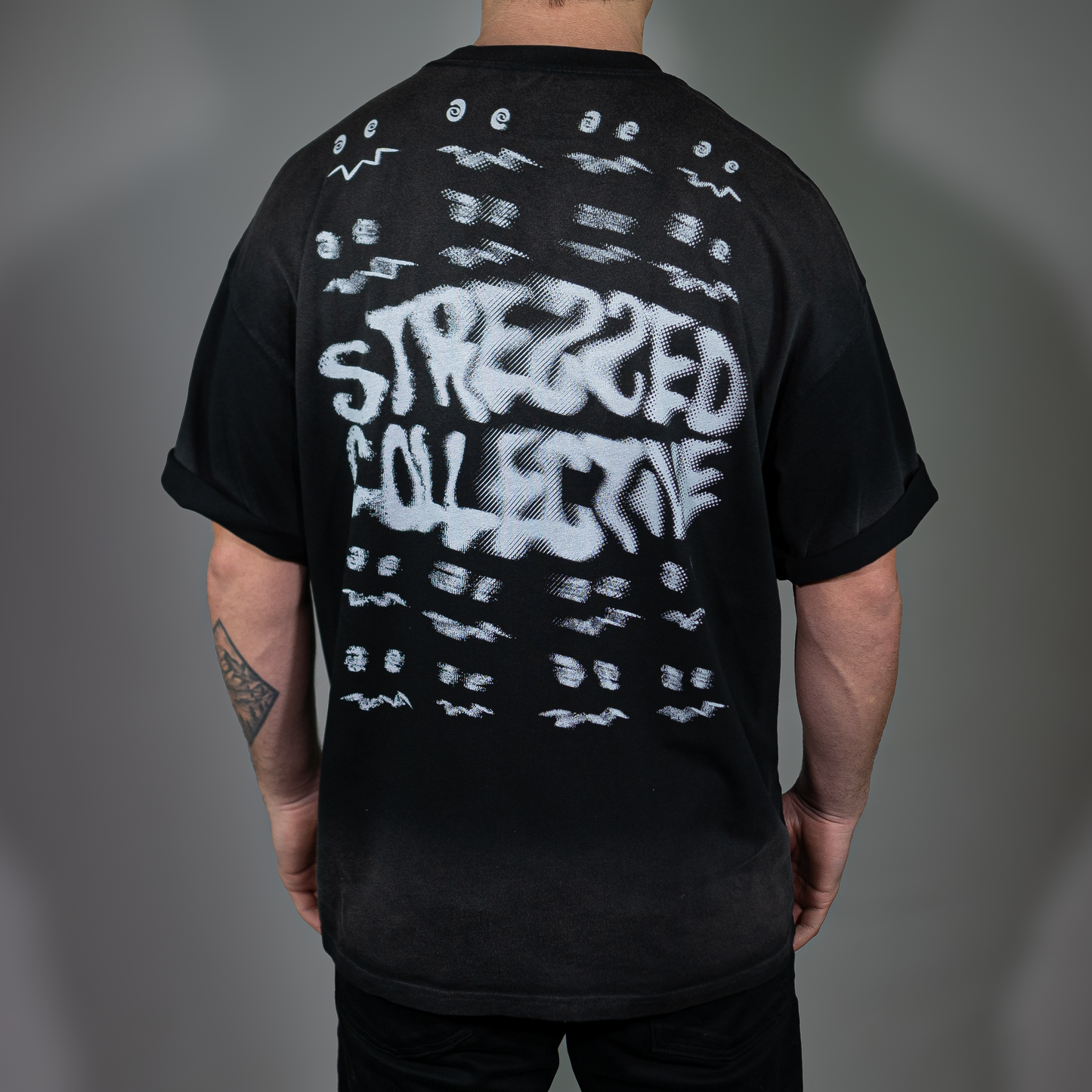 Repeating Stressed Face Faded T-Shirt