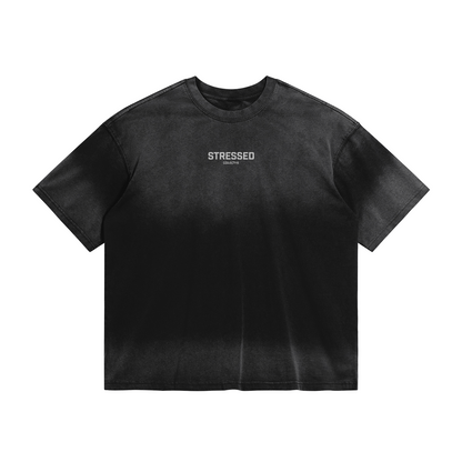 Repeating Stressed Face Faded T-Shirt